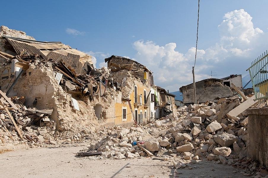 House destroyed by earthquake