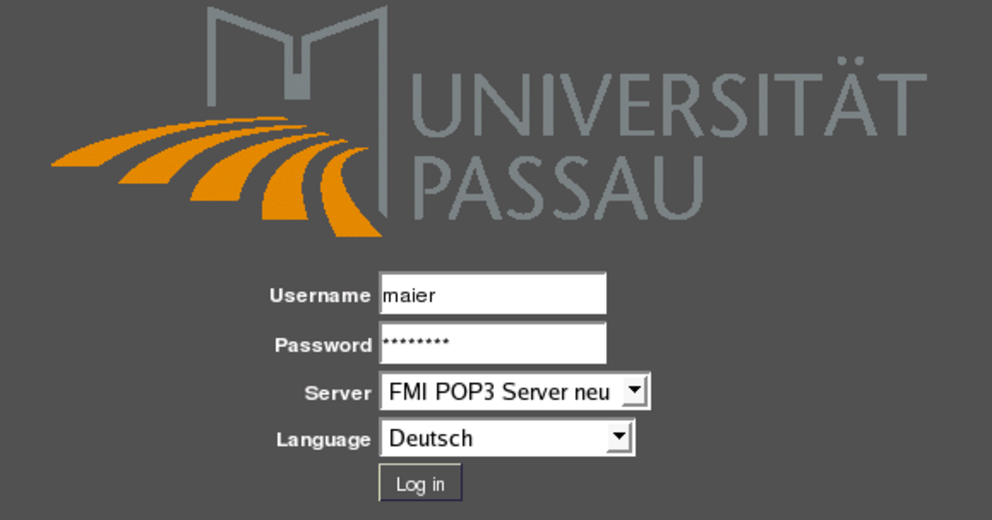 Anmeldemaske Web-Mail Anmeldemaske Web-Mail