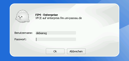 Login-Dialog: Benutzernamen mit Passwort-Eingabe