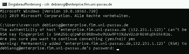 Beschreibung Aufbau SSH-Verbindung