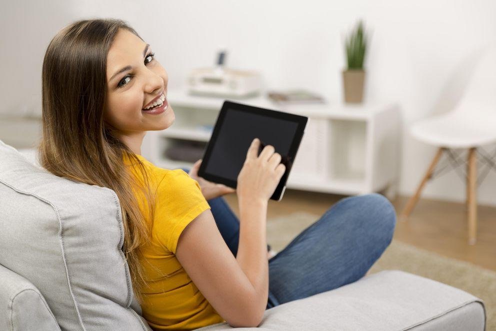 Student using a tablet computer