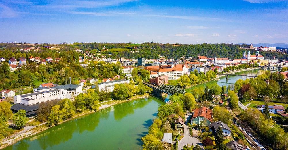 Drohnenaufnahme Inn und Campus