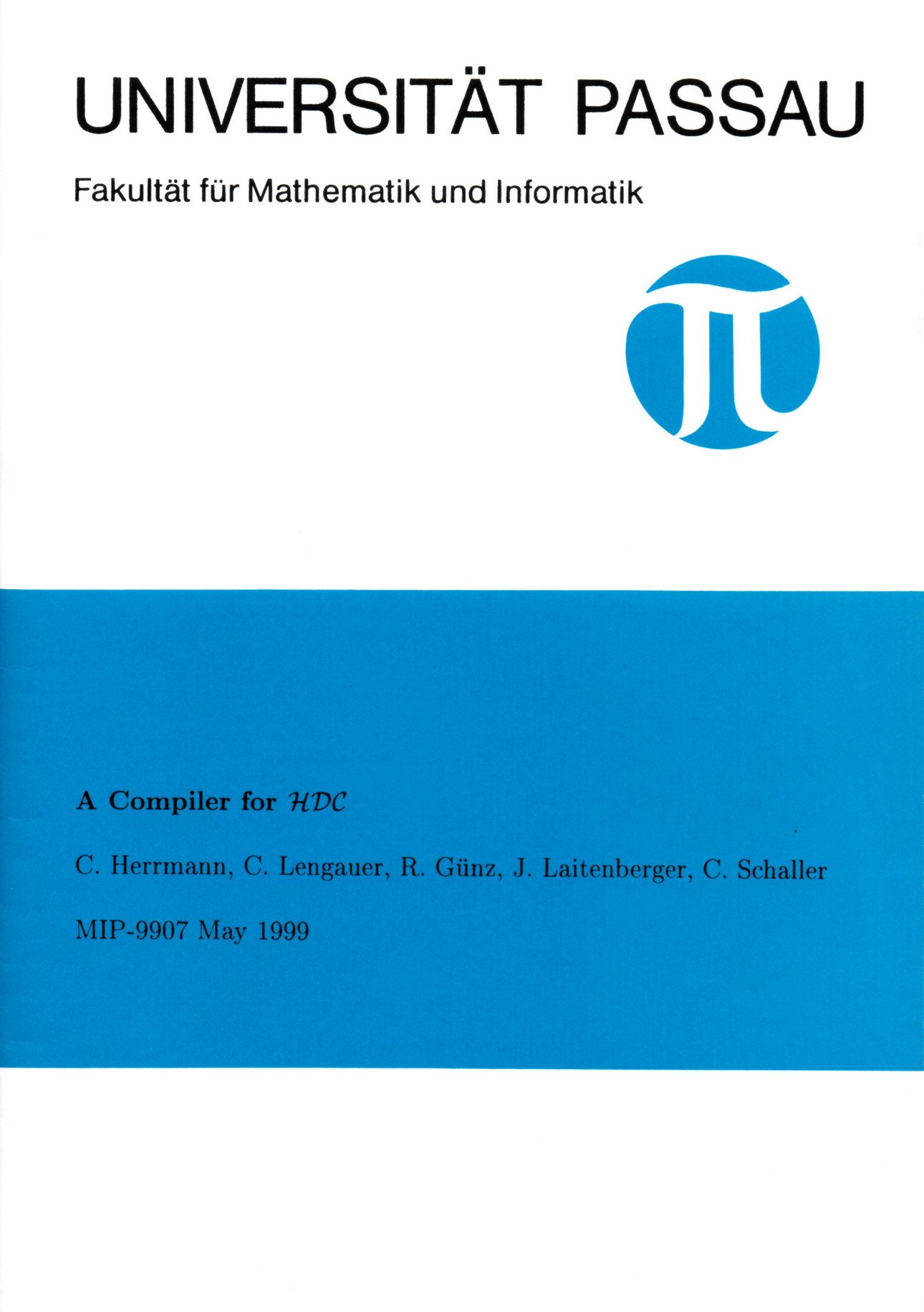 Technischer Bericht der Fakult&auml;t f&uuml;r Informatik und Mathematik