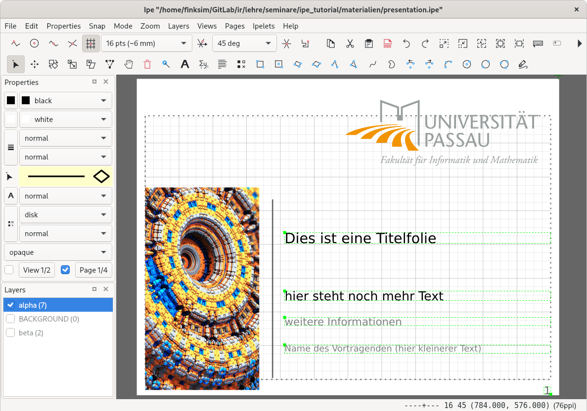 Title slide of the presentation template