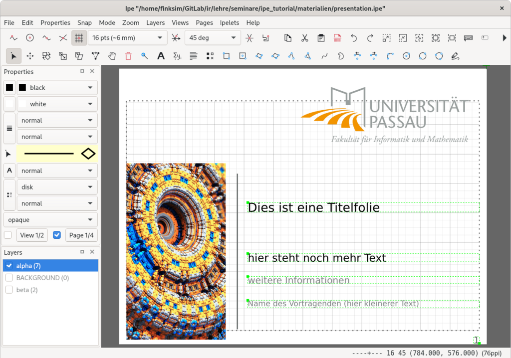 Title slide of the presentation template
