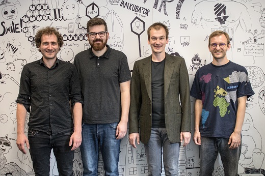 Gruppenfoto mit Simon Nestmeier, Anton Kohlbauer, Alexander Treml und Bastian K&uuml;hnel.